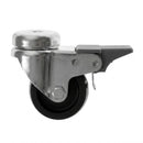 White Smoke Light Duty Braked Bolt Hole Swivel Castors With Black Plastic Wheel - 50mm to 100mm