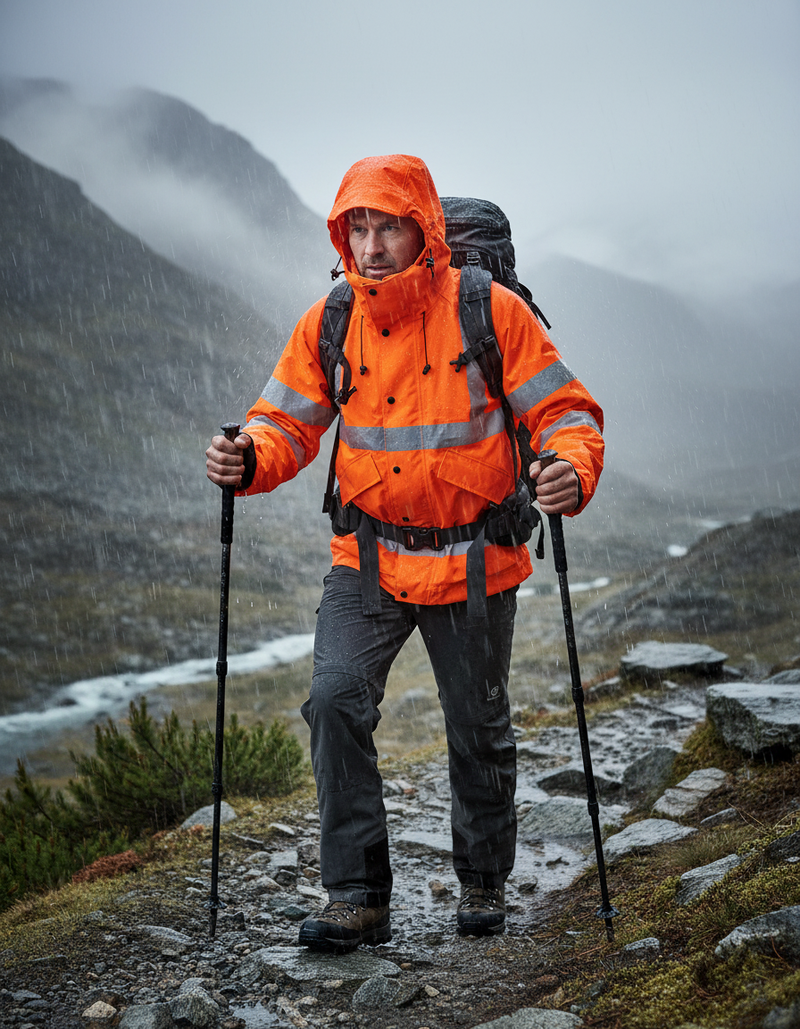 Dark Slate Gray High-Performance Foul Weather Outdoor Jacket - Orange