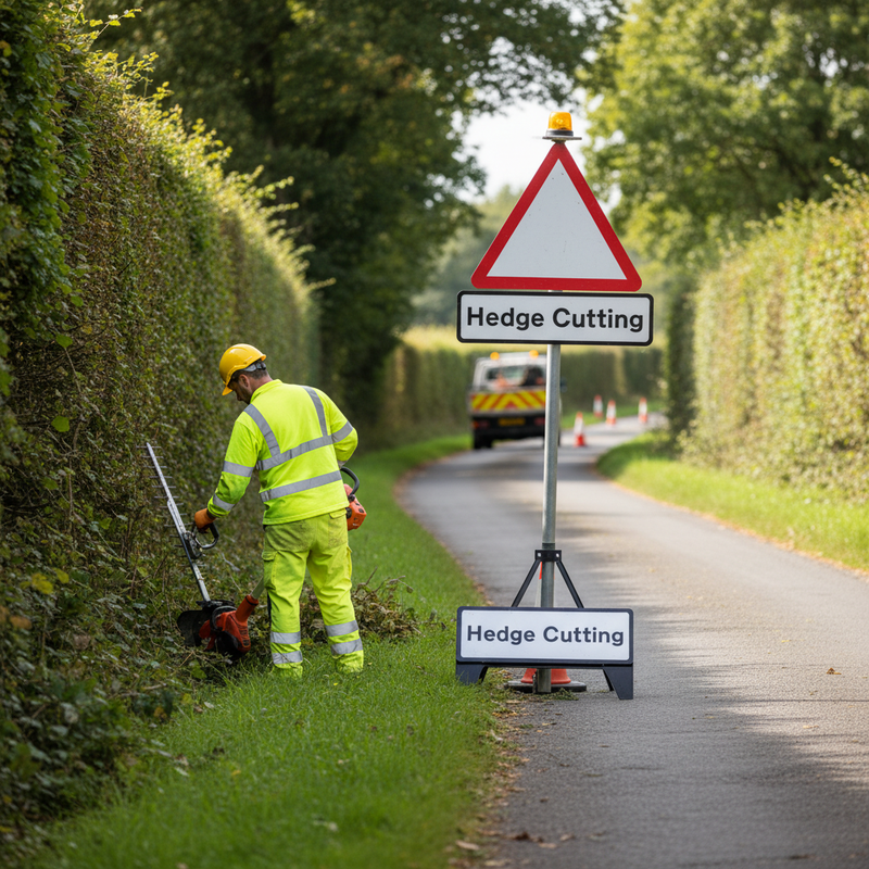 Dark Olive Green Hedge Cutting Supplementary Plate for Road Works