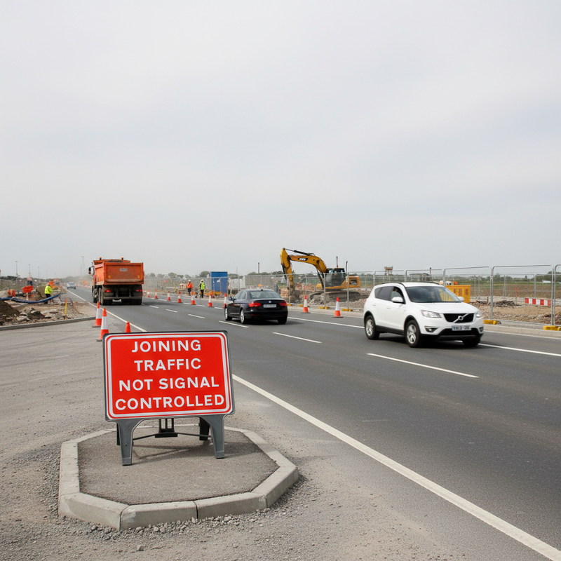 Light Gray Joining Traffic Not Signal Controlled Sign 1050x750mm