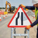 Gray Road Narrows Left Quick-Fit Sign Face Diagram 517L - High Visibility Traffic Safety