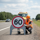 Gray High-Performance 60mph 750mm Q-Sign for Traffic Management