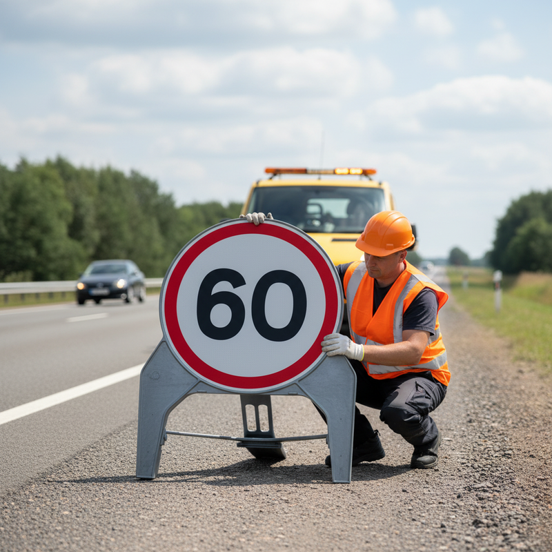 Gray High-Performance 60mph 750mm Q-Sign for Traffic Management
