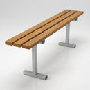 Iroko hardwood slatted bench with steel frame, 5-person capacity (view 2)
