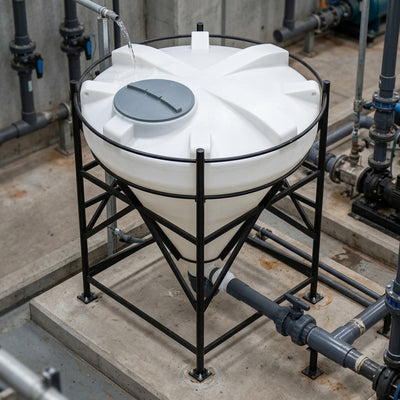 2000 Litre 60° Cone Tank, UV Polyethylene, 2" Drainage