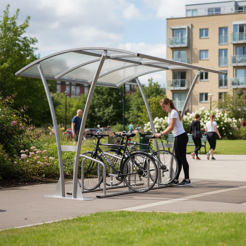 Gray Premium Cycle Shelter with Clear PETG Roof for Bicycles 2m - 5m
