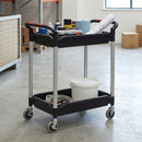 2-Tier Deep Tray Trolley 150kg – Plastic Shelves Aluminium Frame