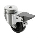 White Smoke Light Duty Braked Bolt Hole Swivel Castors With Black Plastic Wheel - 50mm to 100mm