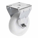 White Smoke Pressed Steel Fixed Castors With White Nylon Wheel - 50mm & 75mm