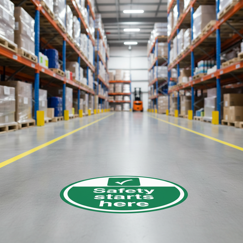 Dark Gray Premium Safety Starts Here Floor Sign - Slip Resistant & Durable