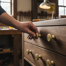 Premium 10 Pack Knurled Edge Coin Knob 35mm - Durable Brushed Brass for Modern Furniture