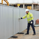 Gray Heavy Duty Steel Hoarding Pedestrian Gate - 2m for Construction Sites