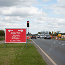 Light Gray Premium Traffic Under Signal Control Metal Sign Face - 1050mm x 750mm