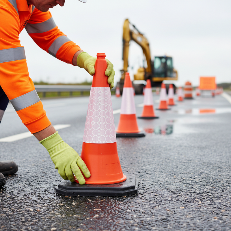 Light Gray 750mm 2-Piece High-Performance Traffic Cone with Stackable Design