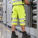 Fire Retardant Hi-Vis Shorts with Reflective Tape - Yellow/Navy