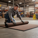 Dim Gray Premium Ribbed Entrance Door Mat - Brown for Indoor Use