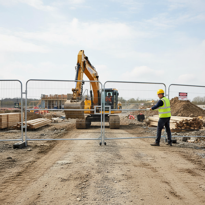 Light Gray Heavy Duty Temporary Fencing Vehicle Gate for Construction Sites