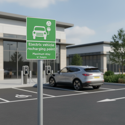 Premium EV Recharging Point Maximum Stay 'X' Hours Sign Face 660.9