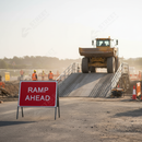 Light Gray Heavy Duty Ramp Ahead Metal Sign 1050 x 750mm - Chapter 8 Compliant