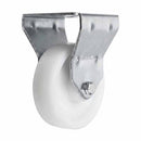 White Smoke Pressed Steel Fixed Castors With White Nylon Wheel - 50mm & 75mm