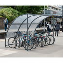 Gray Premium Open Sided Bike Shelter with Clear PETG Cladding - Custom Lengths