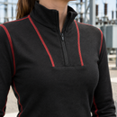 Black Women's Half Zip Wool Long Sleeve Top with Arc Flash Protection (view 2)