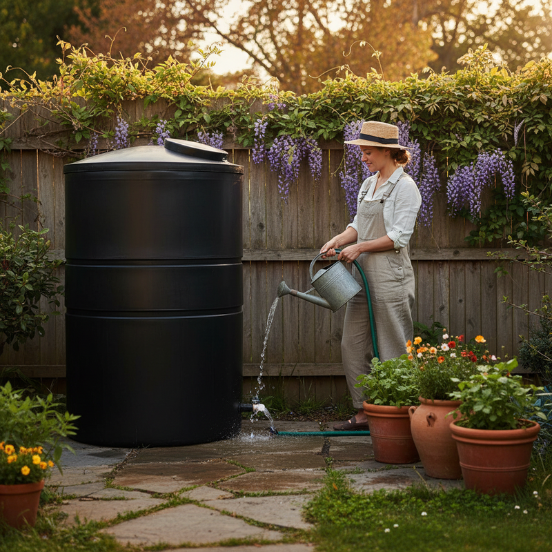 Dark Slate Gray Premium 3000 Litre Non-Potable Cylindrical Water Tank - Heavy Duty