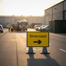 Dim Gray Premium Diversion Right Cone Sign 1050x750mm - Double Cone Design