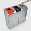 240 Litre triple-compartment recycling bin galvanised steel (view 2)
