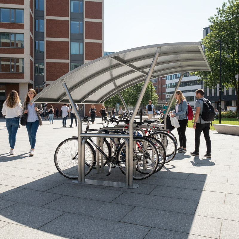 Dark Slate Gray Premium Cycle Shelter 2m - 5m with Galvanised Curved Roof