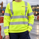 Women's Flame Retardant Arc Flash Sweatshirt - Hi-Vis Yellow/Navy