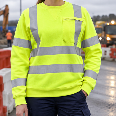 Women's Flame Retardant Arc Flash Sweatshirt - Hi-Vis Yellow/Navy