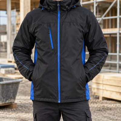 Insulated Weatherproof Winter Coat - Black/Cornflower Blue