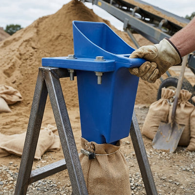 Sandbag filler tool, single-person operation, blow-moulded plastic