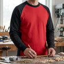 Two-Tone Crew Neck Work Sweatshirt - Red/Black