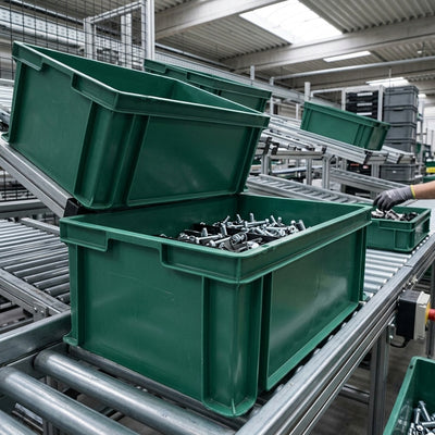 600 x 400 x 220mm 44L Euro Stacking Container Solid Base