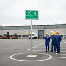 Gray Premium Fire Safety Signs - Fire Assembly Point Down Right Arrow