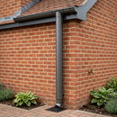 Aluminium Flush Joint Downpipe Sample — RAL 7022 / 76mmØ (in use)
