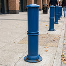 Steel bollard with anti-corrosion finish for pedestrian area protection