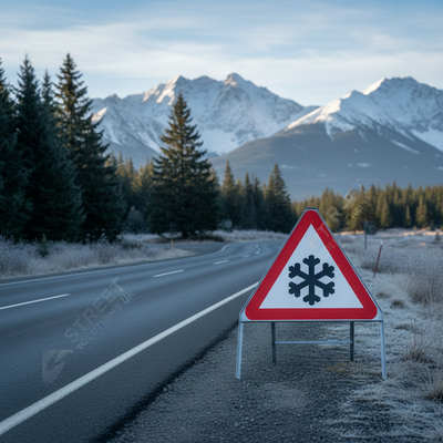 Premium Triangle Metal Sign Face - 750mm Ice Symbol for Safety