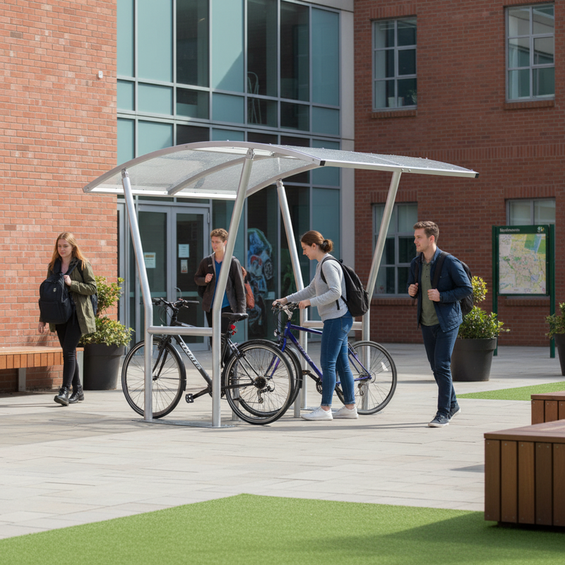 Dark Gray Premium Cycle Shelter with Clear PETG Cladding - 2m to 5m Bays
