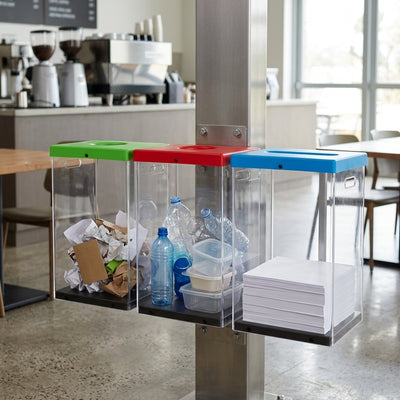 60L or 80L Clear Body Recycling Bin with Coloured Lid
