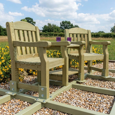 Wooden Love Seat - Outdoor Seating for Two
