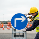 Midnight Blue Turn Right Ahead Quick-Fit Sign Face - 750mm Diameter, 3mm Depth