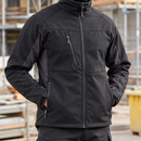 Softshell Work Jacket, Fleece Collar, Adjustable Fit - Black/Dark Grey (view 2)