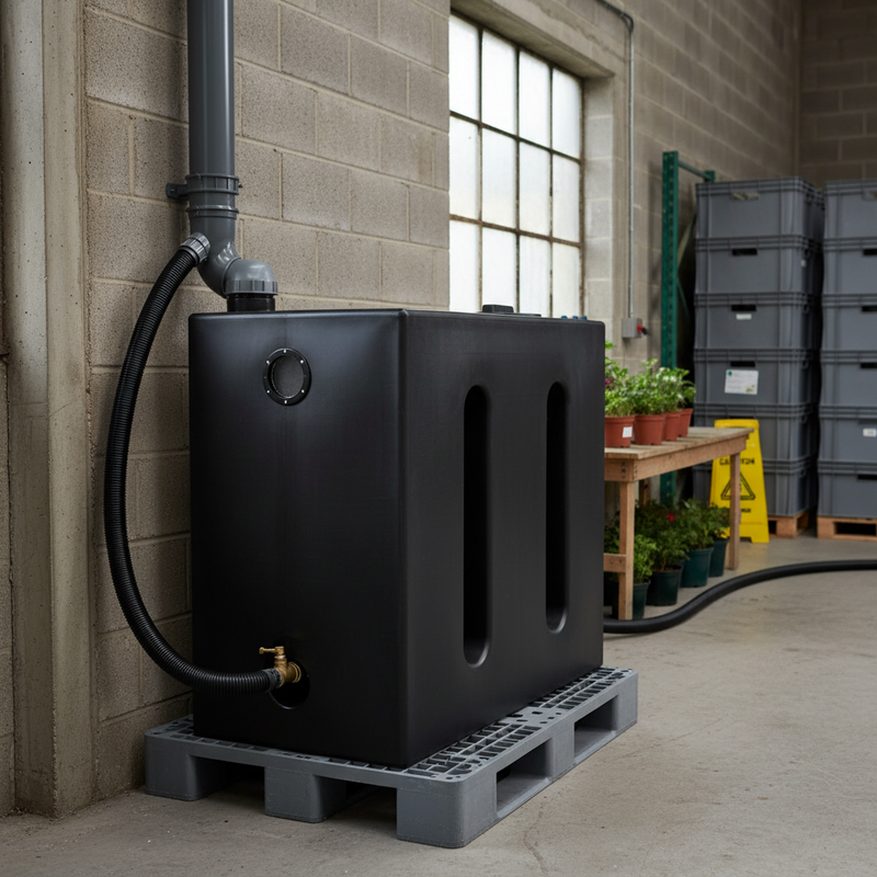 Dark Slate Gray Premium Tall Rectangular 750 Litre Baffled Water Butt - Ideal for Gardens