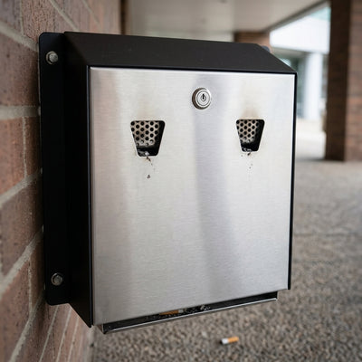 Wall-mounted cigarette bin, stainless steel, black