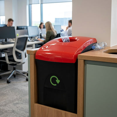 55-Litre Recycling Bin with Hole Aperture – Slimline Office Design