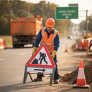 Rosy Brown High-Performance Men At Work with Arrow Right Supplementary Plate 750mm Q-Sign