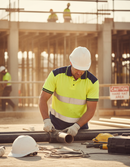 Rosy Brown High-Performance Short Sleeved Two Tone Hi Vis Polo Shirt - Yellow & Navy